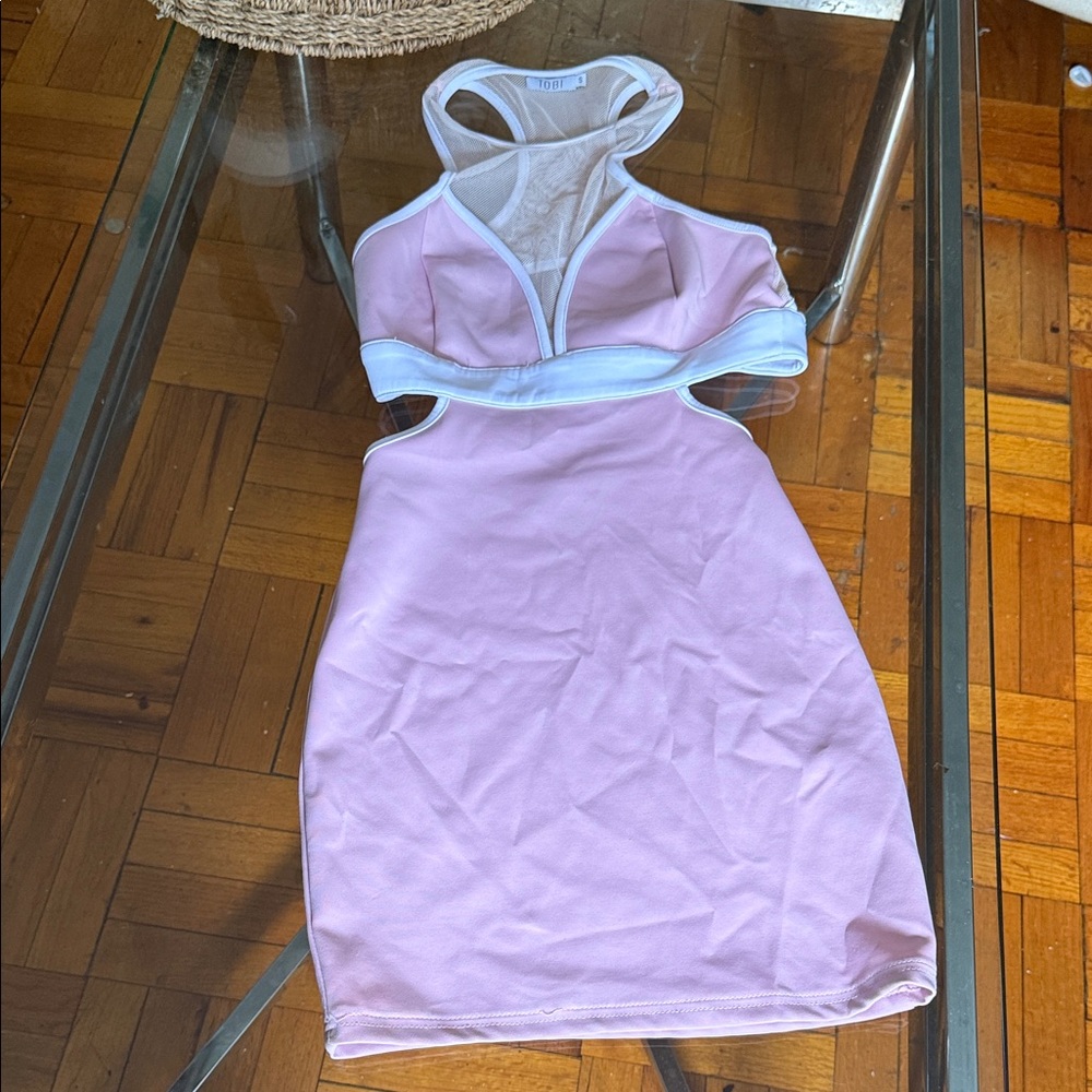 Tobi Pink and White Cutout Dress